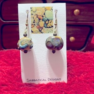 Hand blown, Handmadee Glass Earrings - Trendy-Same colors but different shapes!